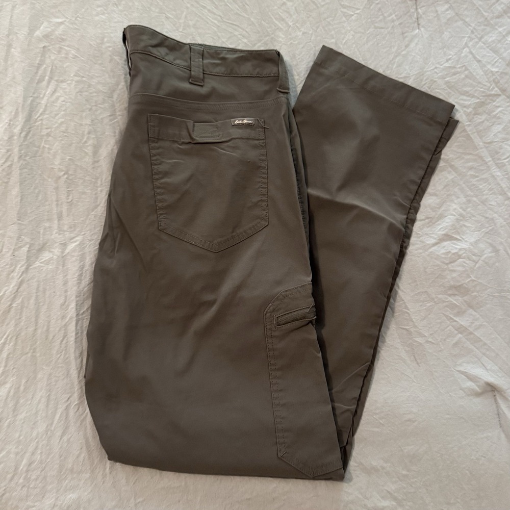 Eddie Bauer Gray Men's Pants With Cargo Pocket 36x32 Nylon Spandex
